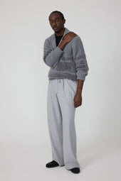 Ribollita Polo Grey Cashmere Mohair Wool Silk Stripe
