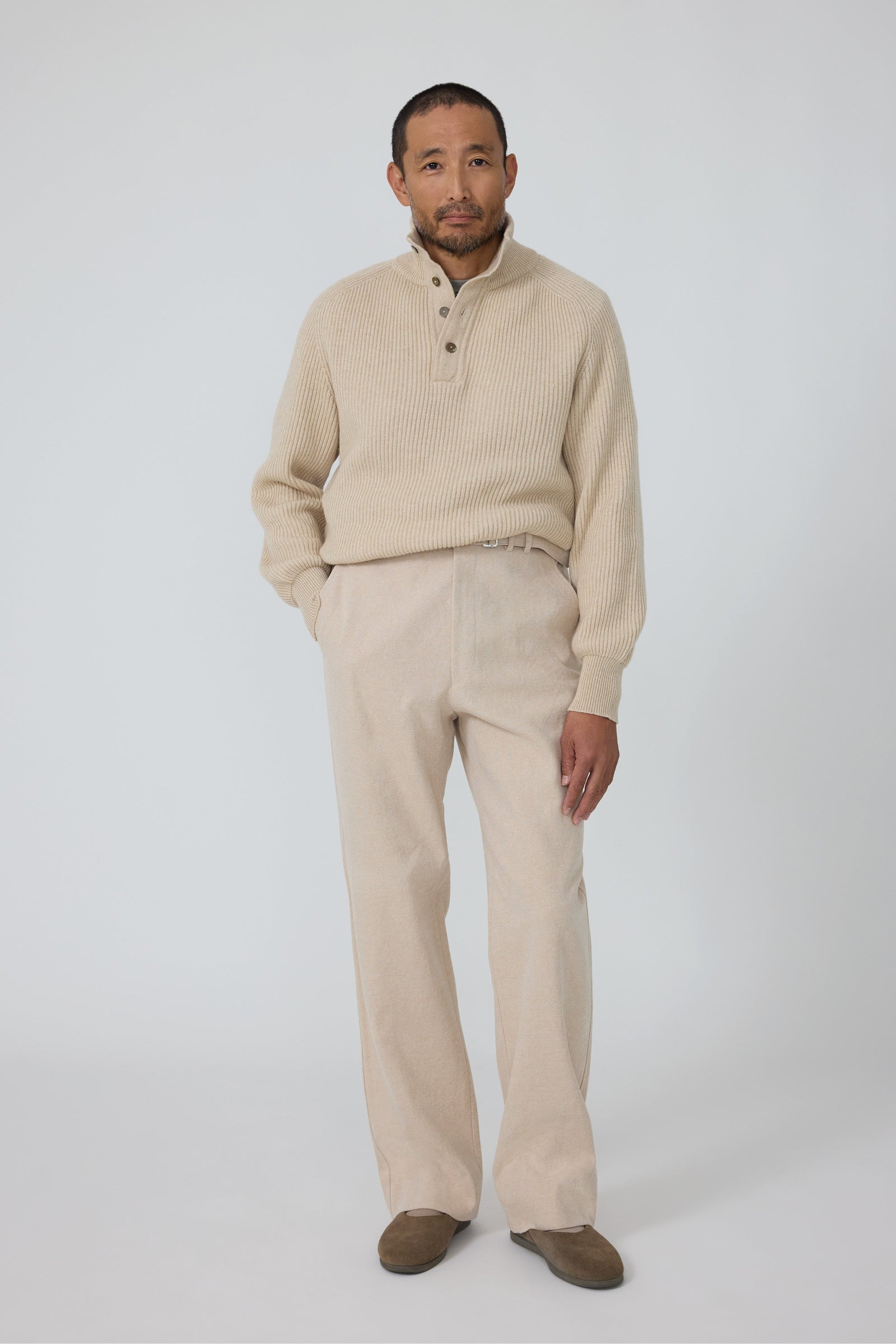 Plain Front Washable Trouser Upcycled Cotton Twill
