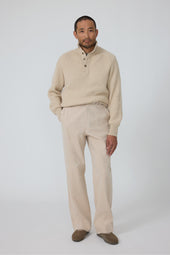 Plain Front Washable Trouser (Sand Upcycled Cotton Twill)