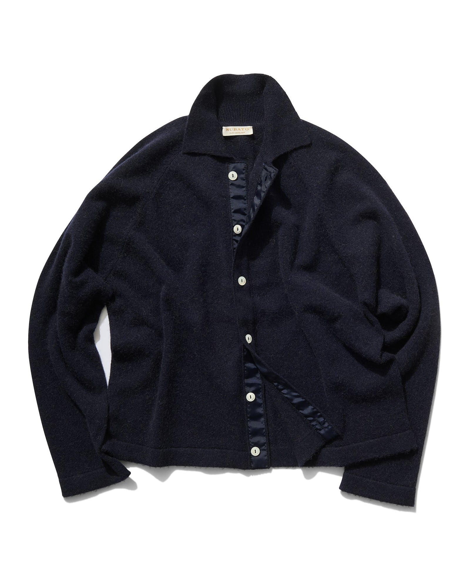 Button-Through Polo in Navy Camelhair
