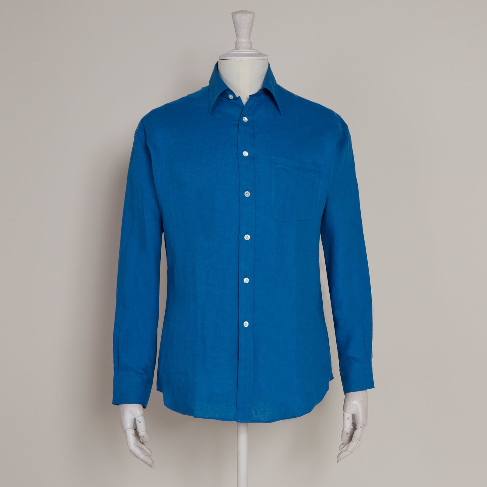 Classic Fit Linen Shirt In China Blue