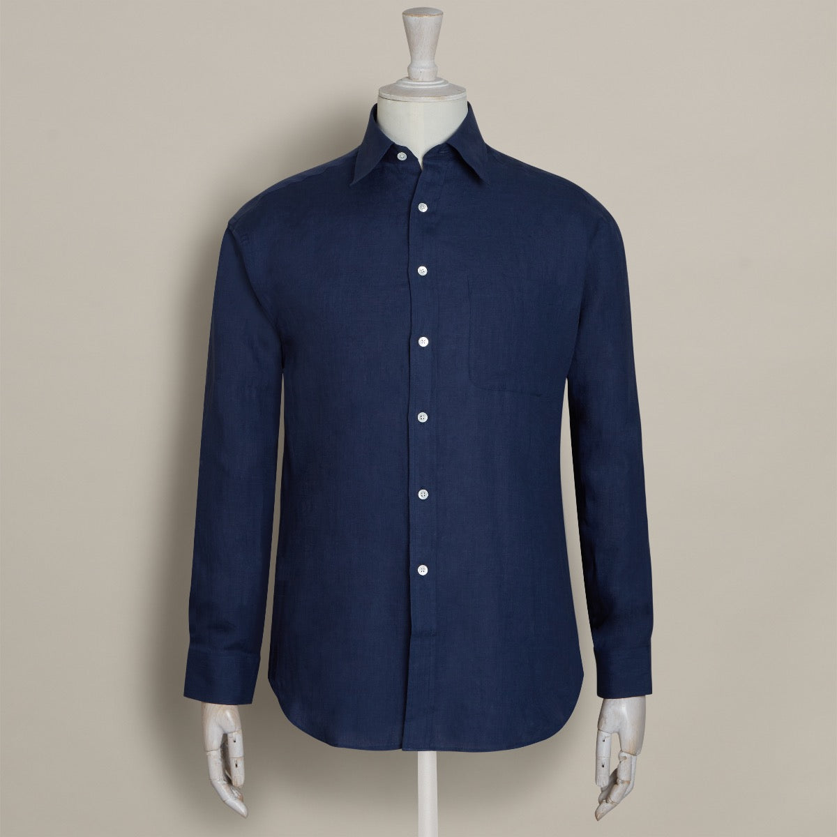 Classic Fit Linen Shirt In Midnight