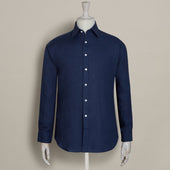 Classic Fit Linen Shirt In Midnight