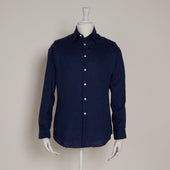 Classic Fit Linen Shirt In Navy