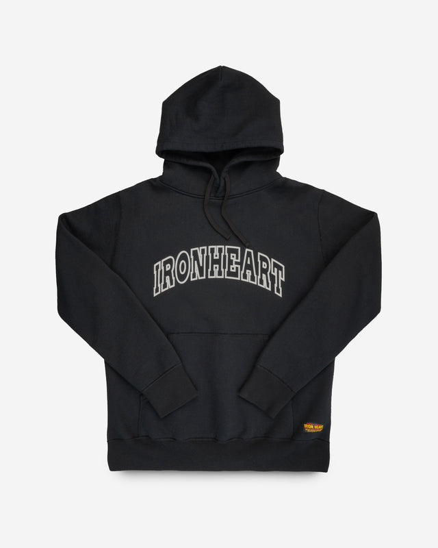 Printed 14oz Ultra Heavyweight Loopwheel Cotton Hoodie - Black