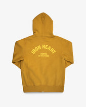 Printed 14oz Ultra Heavyweight Loopwheel Cotton Zippered Hoodie - Mustard