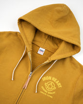 Printed 14oz Ultra Heavyweight Loopwheel Cotton Zippered Hoodie - Mustard