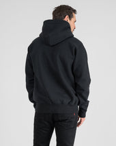 Printed 14oz Ultra Heavyweight Loopwheel Cotton Hoodie - Black