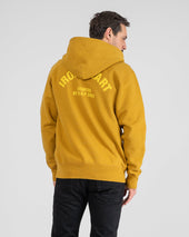Printed 14oz Ultra Heavyweight Loopwheel Cotton Zippered Hoodie - Mustard