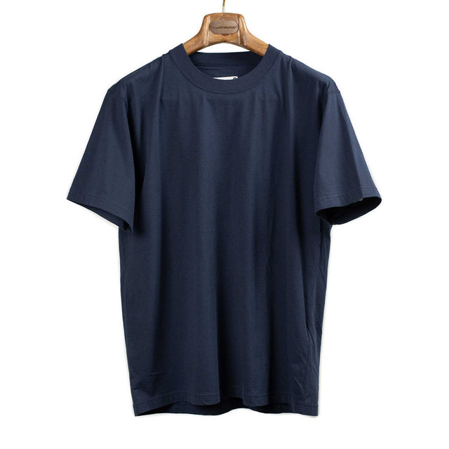 Crewneck tee in navy high-gauge cotton jersey