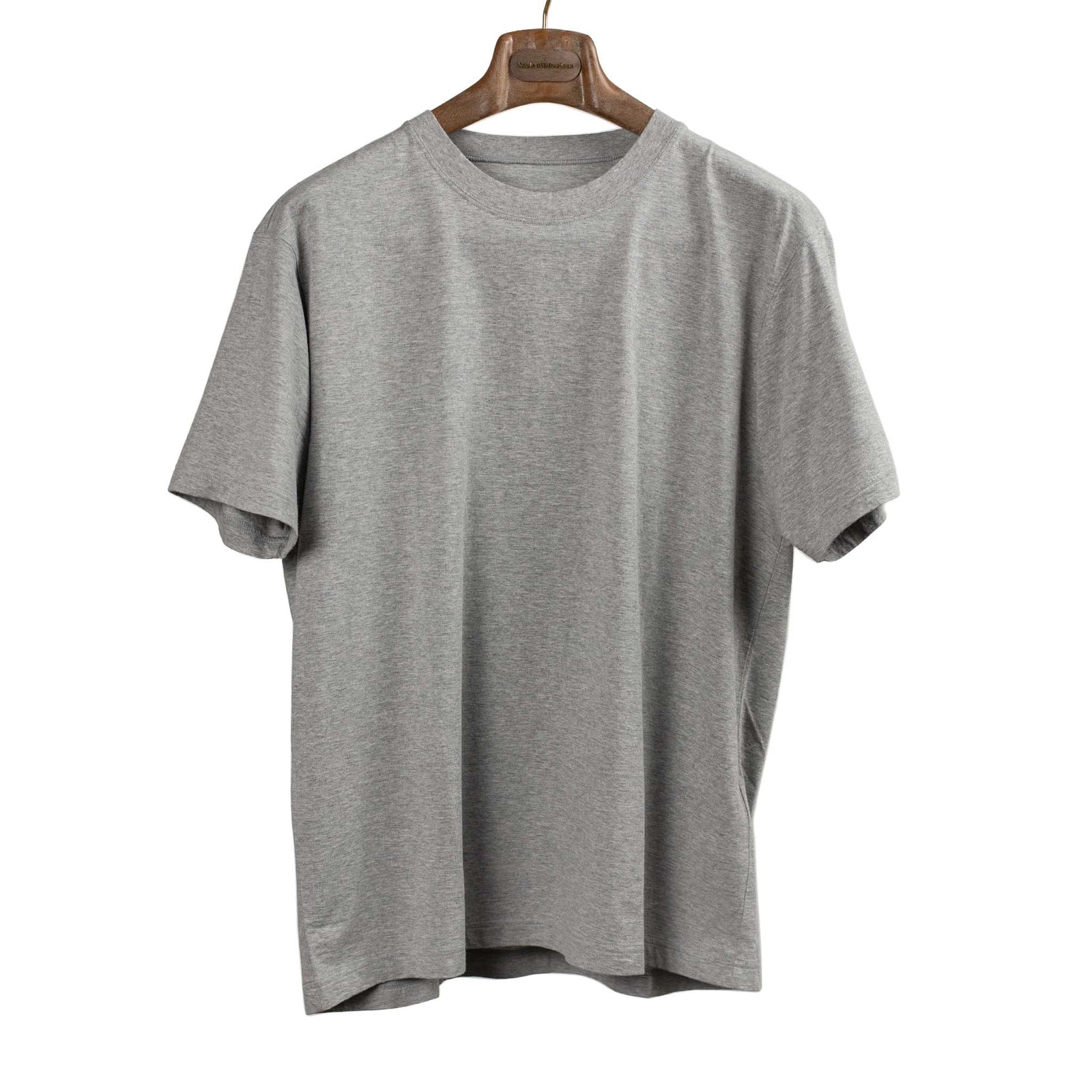 Crewneck Tee In Heather Grey High Gauge Cotton Jersey