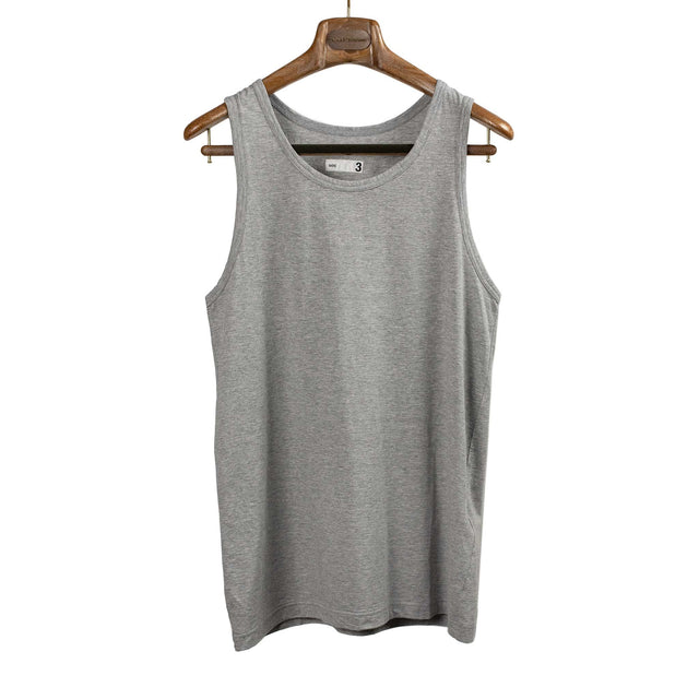 U-neck tank top in heather grey high-gauge cotton jersey