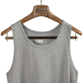 U Neck Tank Top In Heather Grey High Gauge Cotton Jersey