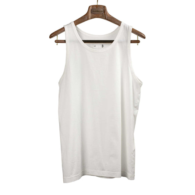 U-neck tank top in off white high-gauge cotton jersey