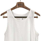 U Neck Tank Top In Off White High Gauge Cotton Jersey