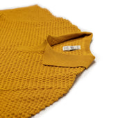 Bubble Knit Short Sleeve Polo Shirt In Goldenrod Cotton