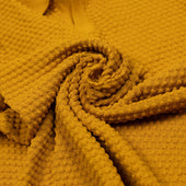 Bubble Knit Short Sleeve Polo Shirt In Goldenrod Cotton