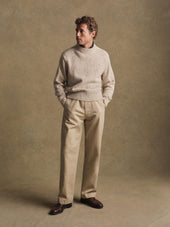 Heather Flax Seastack Wool Tweed Mock Turtleneck