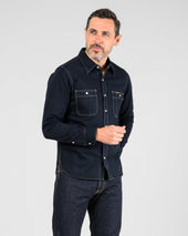12oz Selvedge Denim Work Shirt With Snaps - Indigo Overdyed Black