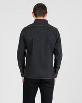 12oz Selvedge Denim Work Shirt With Snaps - Black