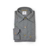 Western Shirt In Grey Microtooth Cotton With Yellow Snap Buttons