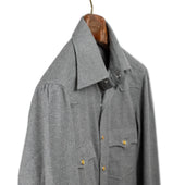 Western Shirt In Grey Microtooth Cotton With Yellow Snap Buttons
