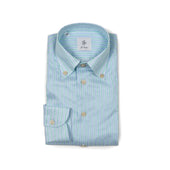 Buttoned Collar Shirt In And Green Cotton And Linen