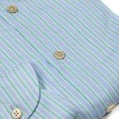 Buttoned Collar Shirt In And Green Cotton And Linen