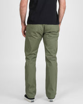 9oz Mercerised Selvedge Cotton Relaxed Tapered Cut Chinos - Olive