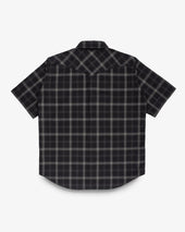 5oz Selvedge Short Sleeved Madras Check Western Shirt - Black
