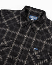 5oz Selvedge Short Sleeved Madras Check Western Shirt - Black