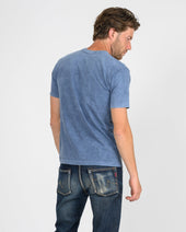 UTILITEES - 5.5oz Loopwheel Crew Neck T-Shirt - Natural Indigo / White Body