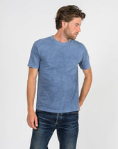 UTILITEES - 5.5oz Loopwheel Crew Neck T-Shirt - Natural Indigo / White Body