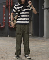 Heavyweight Cotton Wide Striped T-Shirt - Blue/White