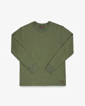 11oz Cotton Knit Long Sleeved Crew Neck Sweater - Olive