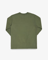 11oz Cotton Knit Long Sleeved Crew Neck Sweater - Olive