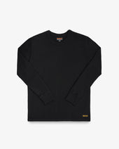 11oz Cotton Knit Long Sleeved Crew Neck Sweater - Black