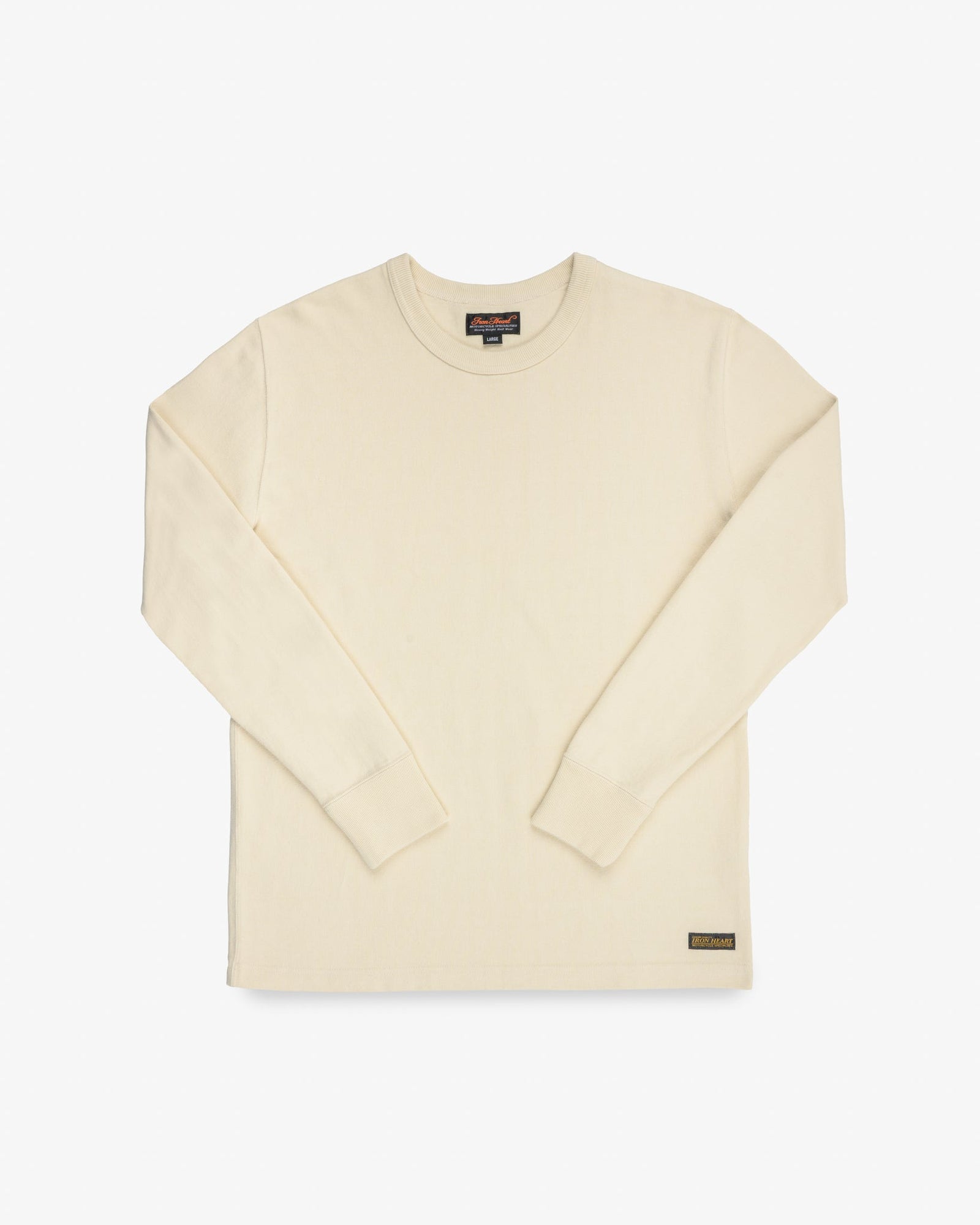 11oz Cotton Knit Long Sleeved Crew Neck Sweater - Cream