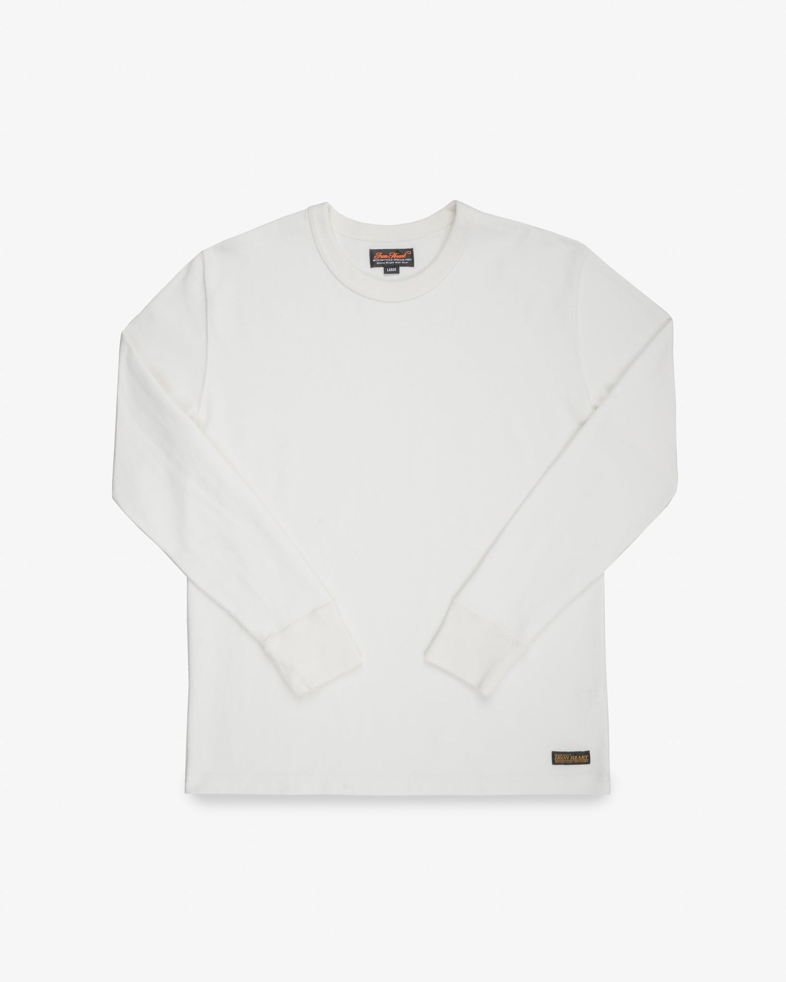 11oz Cotton Knit Long Sleeved Crew Neck Sweater - White