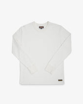 11oz Cotton Knit Long Sleeved Crew Neck Sweater - White