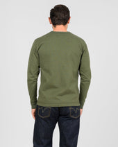 11oz Cotton Knit Long Sleeved Crew Neck Sweater - Olive