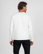 11oz Cotton Knit Long Sleeved Crew Neck Sweater - White
