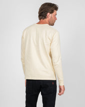 11oz Cotton Knit Long Sleeved Crew Neck Sweater - Cream
