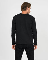 11oz Cotton Knit Long Sleeved Crew Neck Sweater - Black