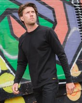 11oz Cotton Knit Long Sleeved Crew Neck Sweater - Black