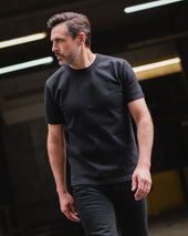 11oz Cotton Knit Crew Neck T-Shirt - Black