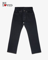 14oz Broken Twill Selvedge Denim Straight Cut Jeans - Indigo Overdyed Black (IH-634SBR-14od) Tag 30, Hemmed to 29.0''