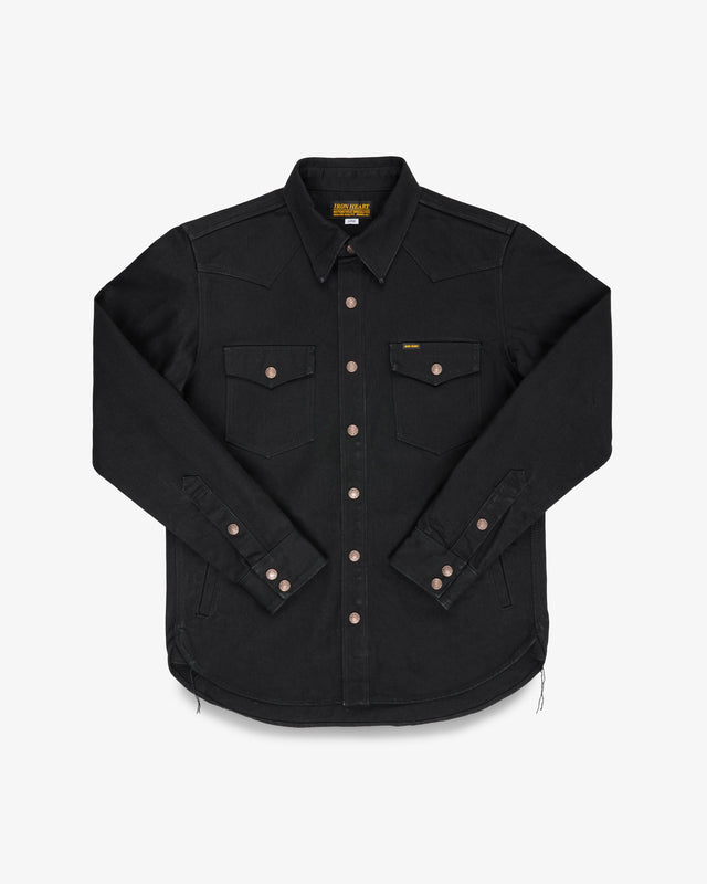16oz Non-Selvedge Denim CPO Shirt - Superblack (Fades To Grey)