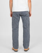 10.5oz Narrow Stripe Hickory Cargo Pants - Indigo