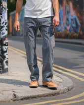 10.5oz Narrow Stripe Hickory Cargo Pants - Indigo